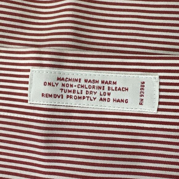 BROOKS BROTHERS 346 Dress Shirt Men 17 4/5 White Red Striped Cotton Non Iron - Picture 8 of 8